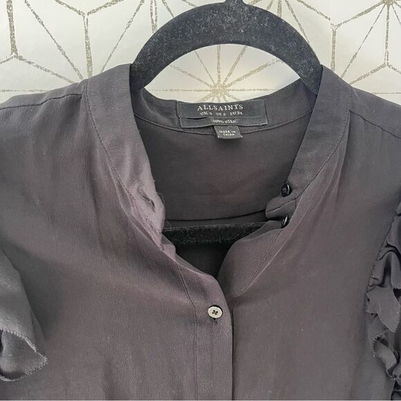 Allsaints Black Silk Button-up Blouse - Picture 4 of 7